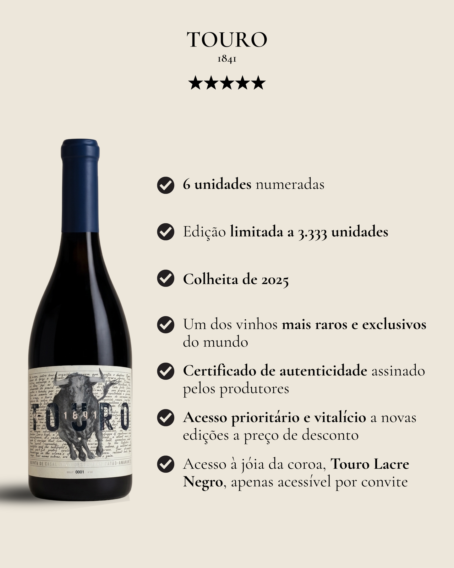 T1841, "O Touro" Lacre Azul - 6 Unidades Numeradas